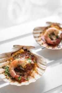 portuguese grilled prawns tapas in spicy tomato piri piri sauce