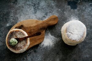 Traditional Portuguese flat circular bread Bolo Do Caco