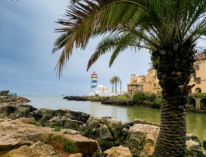 View of Santa Marta Lighthouse. Cascais, Lisbon District, Portugal